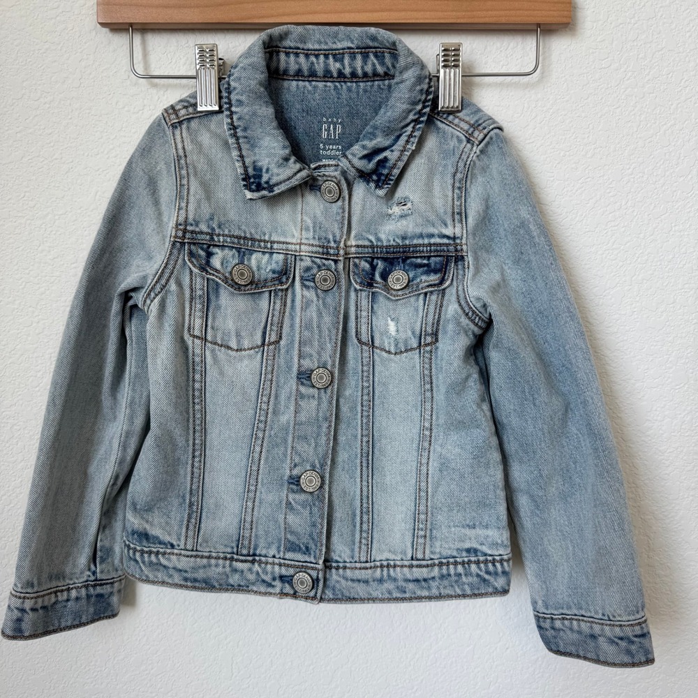 Baby Gap Denim Jacket Toddler 5 Years Light Wash Distressed Trucker